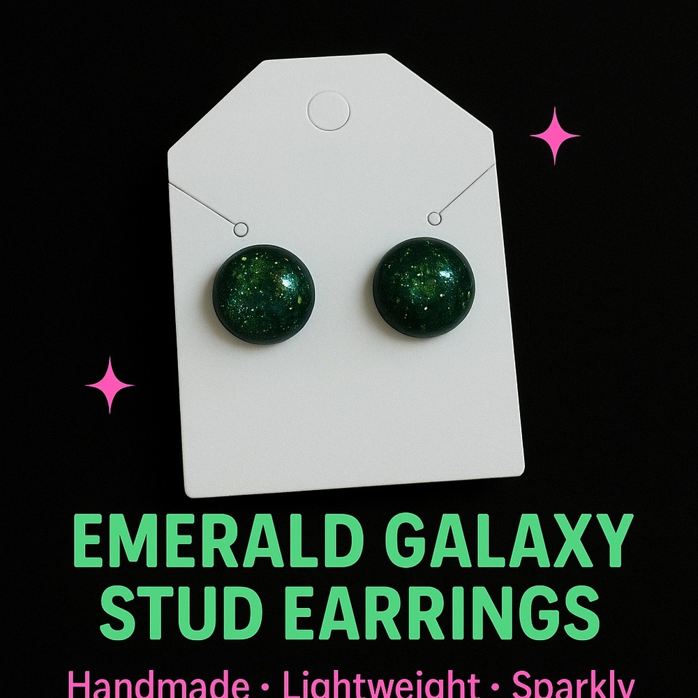 Emerald Galaxy Stud Earrings